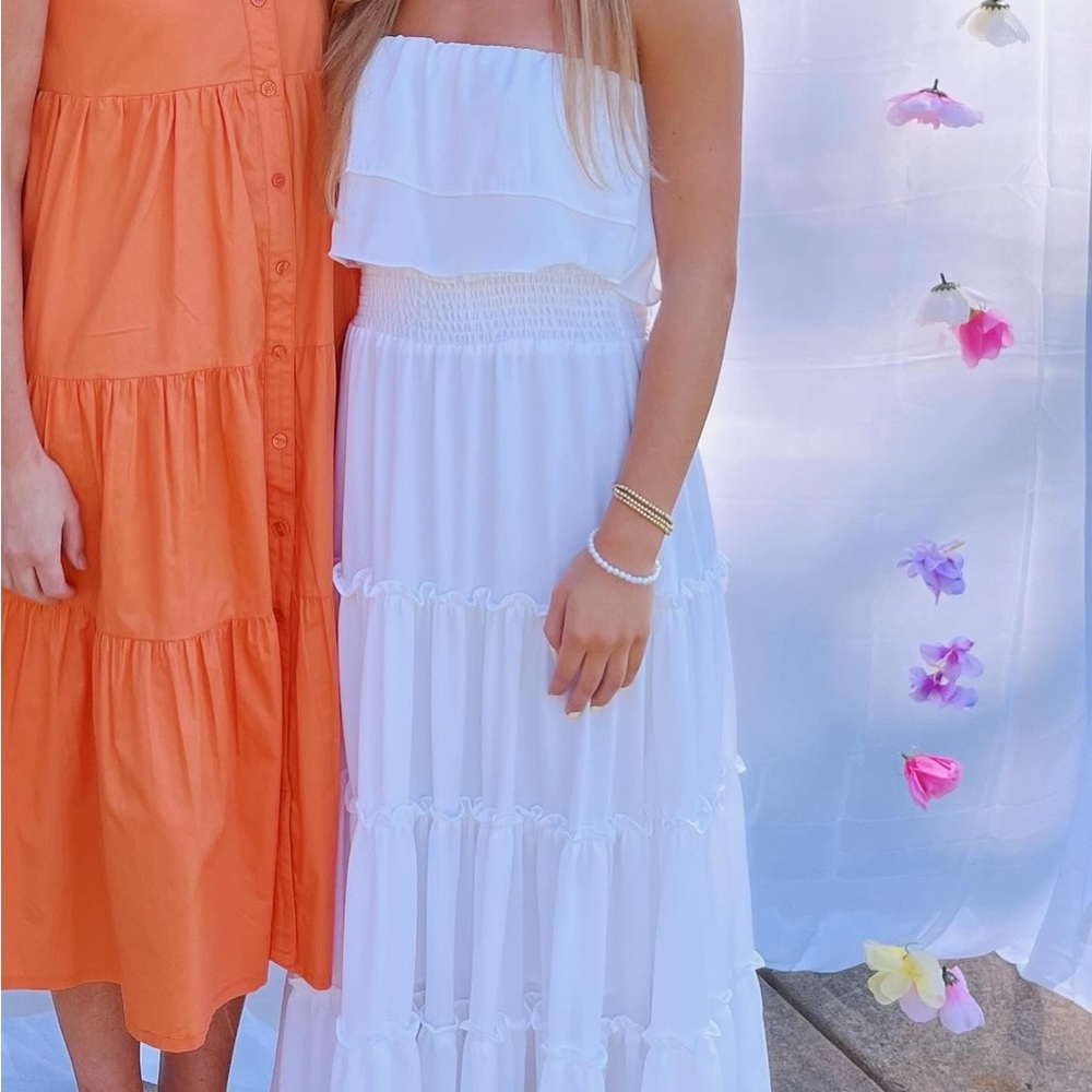 Strapless white dress